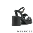 【MELROSE】美樂斯 簡約質感純色多條繫帶防水台高跟涼鞋(黑)