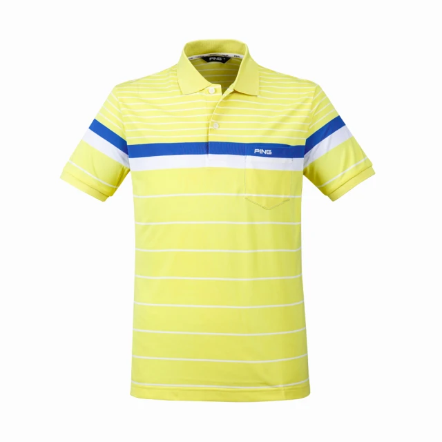 PINGPING 男款條紋高爾夫短袖POLO衫-黃(GOLF/高爾夫球衫/PA20193-35)