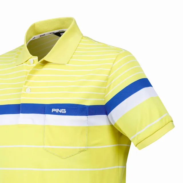 【PING】男款條紋高爾夫短袖POLO衫-黃(GOLF/高爾夫球衫/PA20193-35)