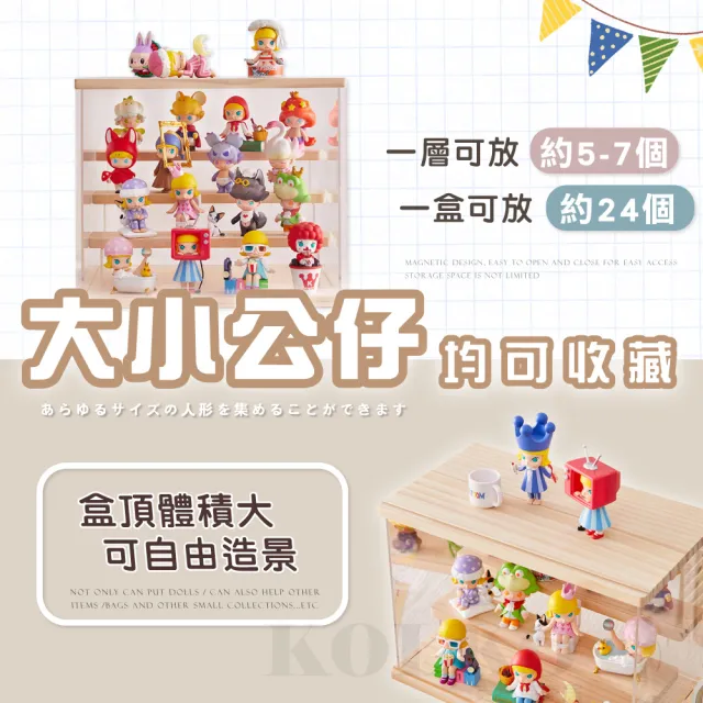 【KOLKO】木質公仔展示盒-二層不帶燈款(公仔收納 模型展示 盲盒展示 玩具收納 娃娃 扭蛋 模型公仔)