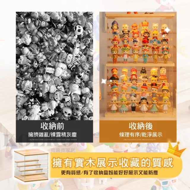 【KOLKO】木質公仔展示盒-二層不帶燈款(公仔收納 模型展示 盲盒展示 玩具收納 娃娃 扭蛋 模型公仔)