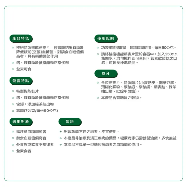 【桂格完膳】機能燕麥片700g×2罐
