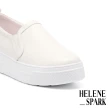【HELENE_SPARK】簡約百搭純色全真皮厚底休閒鞋(白)