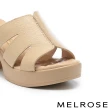 【MELROSE】美樂斯 安定感 質感簡約寬版羊皮高跟拖鞋(杏)
