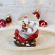 【YU Living 信歐傢居】日本進口 聖誕老人與雪人雪橇造型雪花球 3吋高(紅色/水晶球 桌上擺飾)