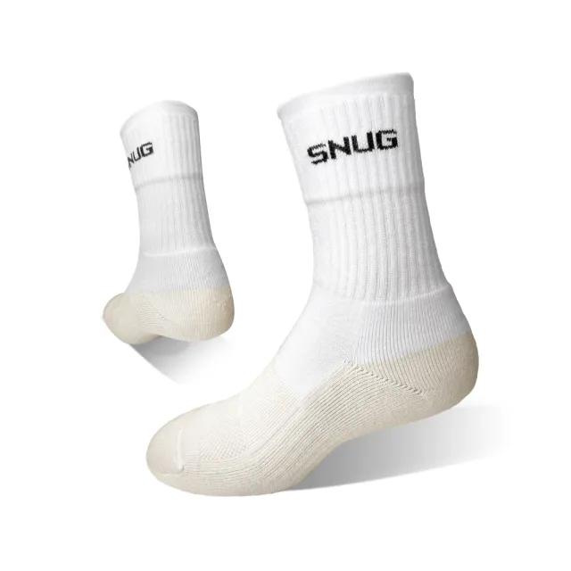 【sNug 給足呵護】白淨運動除臭襪(中筒襪/毛圈底/吸汗乾爽/運動襪/白色襪筒/台灣製)