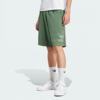 【adidas 愛迪達】短褲 男款 運動褲 三葉草 OUTL TREF SHORT 綠 IR8004