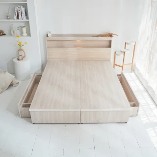 【藤原傢俬】白色戀人木芯板收納空間床組-雙抽6尺雙人加大(置物空間床架/床底+床頭+雙抽屜)