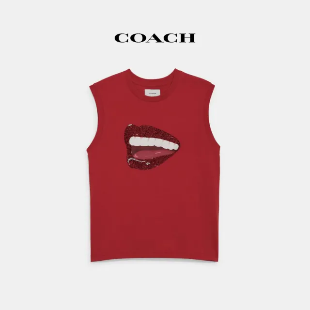 【COACH蔻馳官方直營】COACHXTOMWESSELMANN無袖T恤-紅色(CA698)