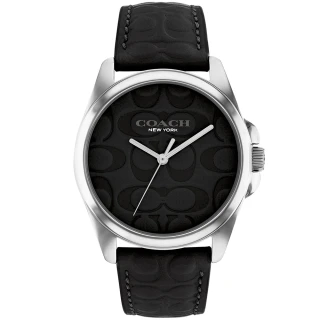 【COACH】Gracy 浮雕C字LOGO皮帶女錶-36mm/黑(14504142)