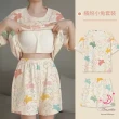 【Annita】bra-t夏日帶胸墊短袖短褲睡衣套裝寬鬆居家休閒服(帶胸墊睡衣 晚安睡衣 居家休閒服 女睡衣)