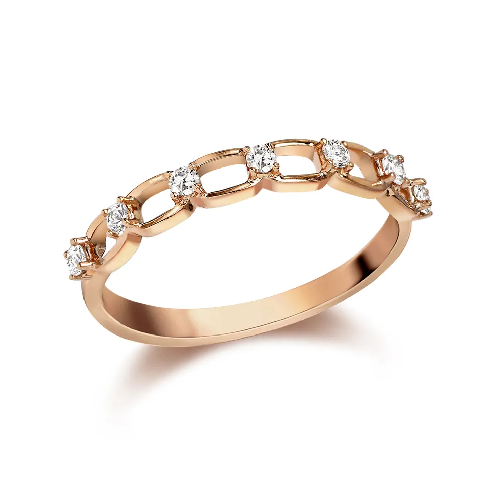 【King Star】18K玫瑰金鑽戒 環環相扣 輕珠寶