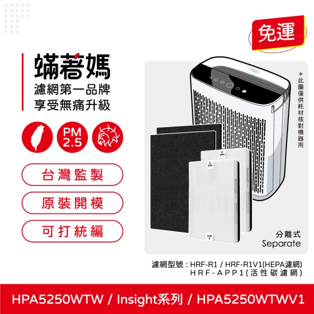 蟎著媽 HEPA濾網+除臭活性碳(適用 Honeywell HPA5250TW HPA5250WTWV1 Insign系列 空氣清淨機)