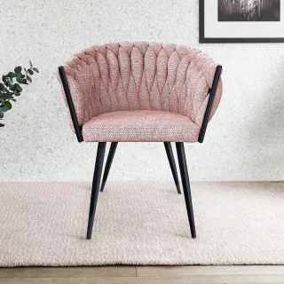 【Hampton 漢汀堡】艾拉布面扶手椅-粉桃紅(餐椅/布面餐椅/休閒椅/工作椅/接待椅)