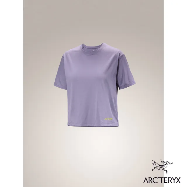 【Arcteryx 始祖鳥官方直營】女 Taema Crop Logo 快乾短袖圓領衫(藍香雜紫)