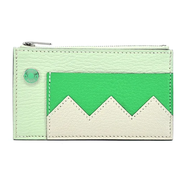 【Hermes 愛馬仕】Crocodile 邁索爾山羊皮零錢/卡包(氣泡綠)