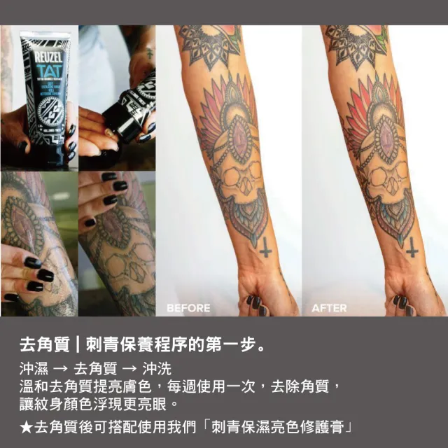 【REUZEL】刺青保濕亮色清潔保養組(去角質沐浴膠100ml+亮色修護膏35g)