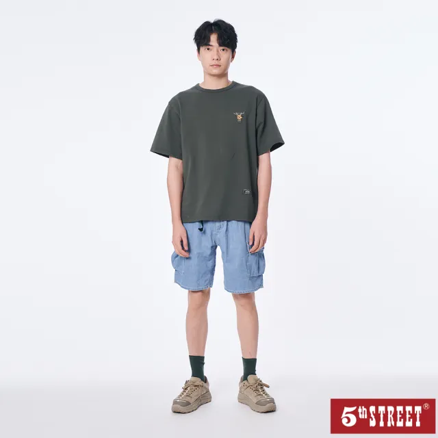 【5th STREET】中性 短褲 工裝短褲 休閒短褲 口袋 棉質 機能 淺藍(921020)