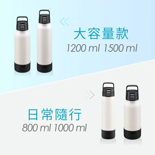 【TIGER 虎牌】大容量手提彈蓋不鏽鋼保冷瓶 1000ml(MTA-B100)