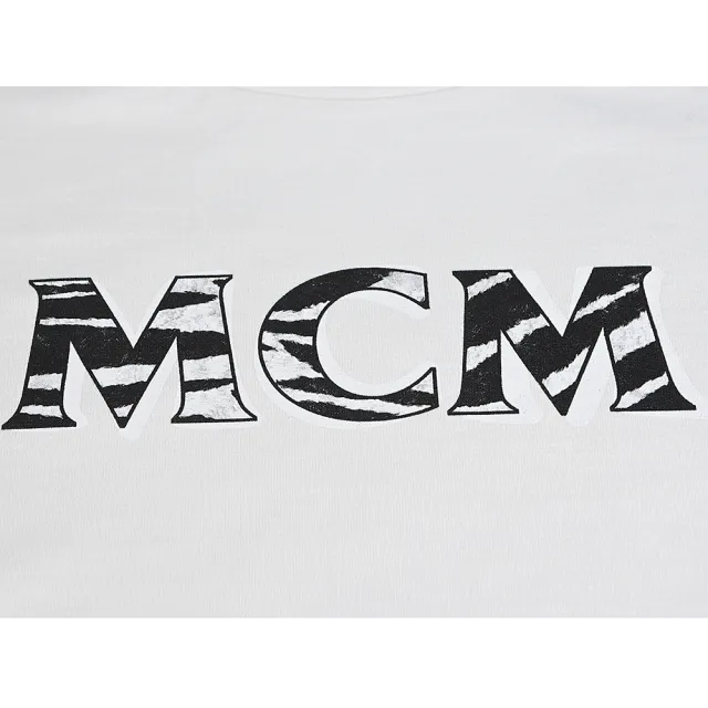 【MCM】MCM燙印英文字LOGO純棉質圓領短袖T恤(男款/象牙白)