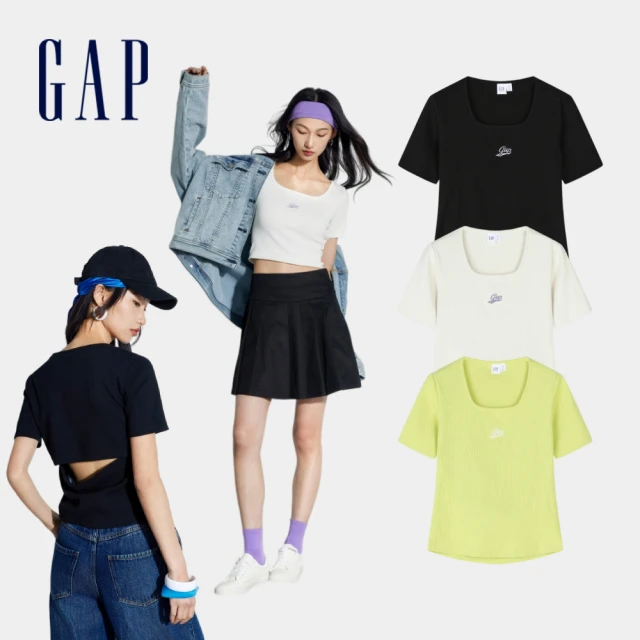 GAP 男裝 Logo印花圓領袖短袖T恤-淺灰色(463174)