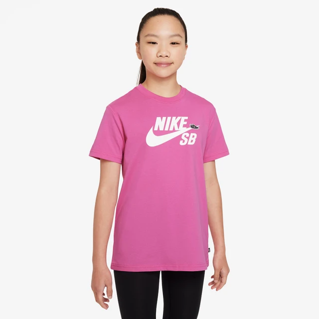 NIKE 耐吉 上衣 大童 男童 女童 短袖上衣 運動 K NSW TEE SB LOGO 粉 FN9673-605