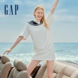 【GAP】女裝 Logo純棉翻領短袖洋裝-白色(465049)