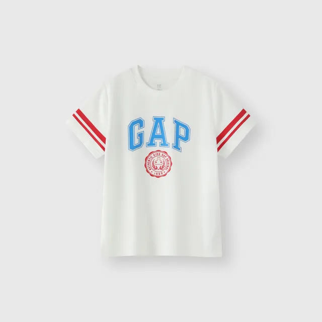 【GAP】男童裝 Logo小熊印花圓領短袖T恤-白色(466207)