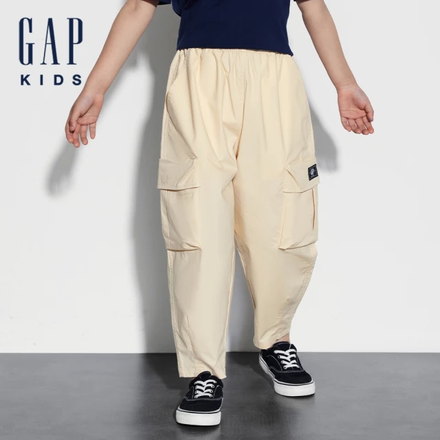 GAP 男幼童裝 Logo束口鬆緊褲 碳素軟磨法式圈織系列-