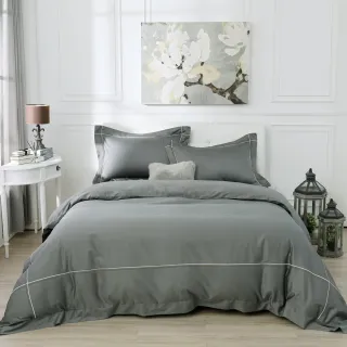 【HongYew 鴻宇】300織美國棉 純色刺繡 薄被套床包組-多款任選(雙人特大)