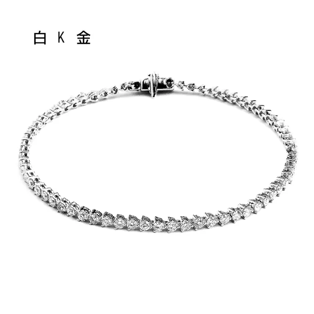 【BRILLMOND JEWELRY】天然鑽石手鍊 18K金 2克拉情繫一生三色選(鑽石總重2克拉 18K金台三色選)