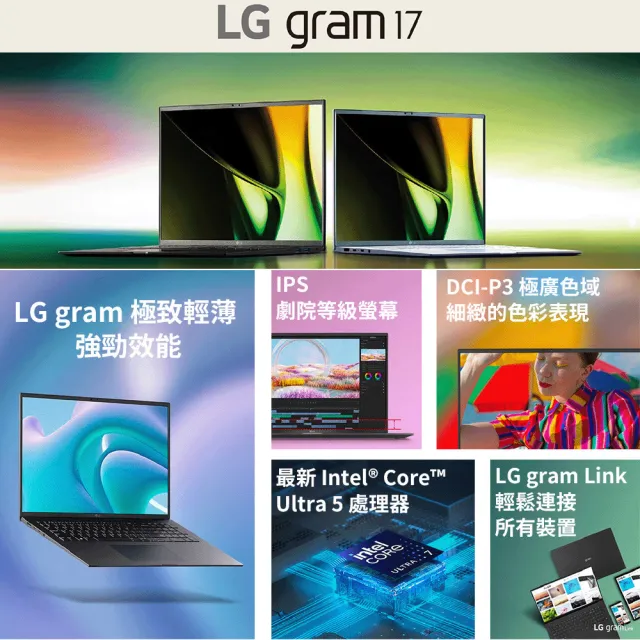 【LG 樂金】17吋Ultra5輕薄AI筆電(17Z90S-G.AA54C2/Ultra5-125H/16G/512G SSD/W11/EVO/冰雪白)