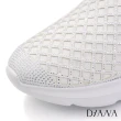 【DIANA】5.5cm質感牛皮菱格紋水鑽鑲鉗厚底休閒鞋(白珍珠)