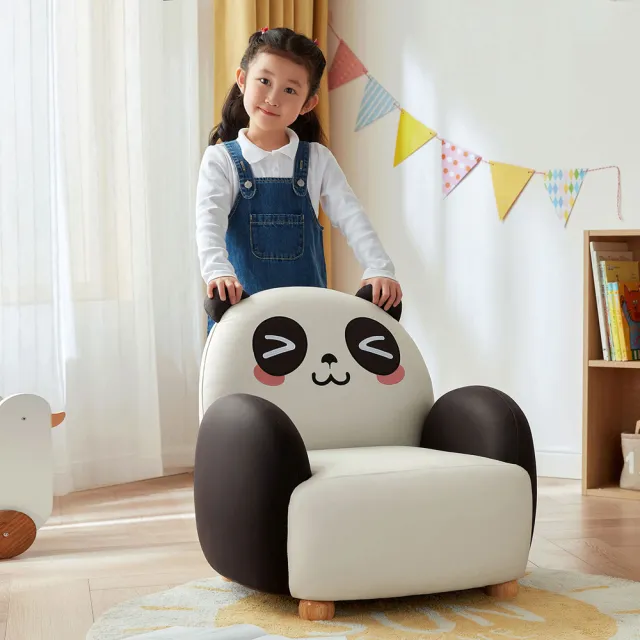 【hoi! 好好生活】預購★林氏木業歡樂可愛動物兒童小沙發 LH386-熊貓