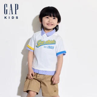 【GAP】兒童裝 Logo純棉印花圓領短袖T恤-白色(466203)