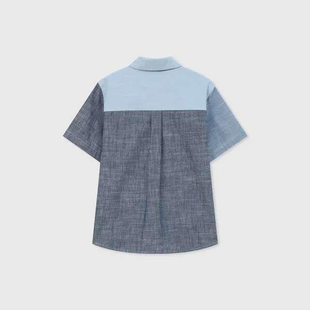 【GAP】男童裝 Logo印花翻領短袖襯衫-藍色(466077)