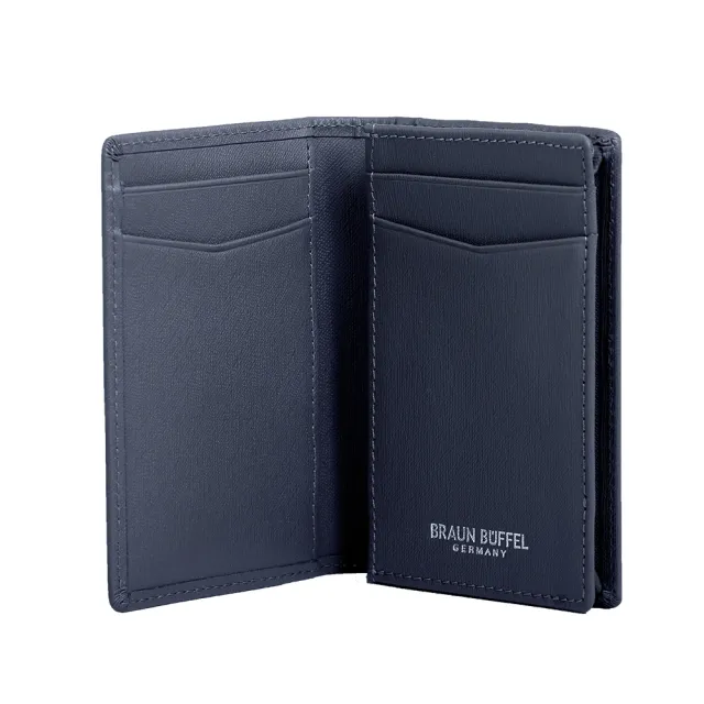 【BRAUN BUFFEL 德國小金牛】台灣總代理 HOMME-M紳士 4卡名片夾-深藍(BF306-402-MAR)