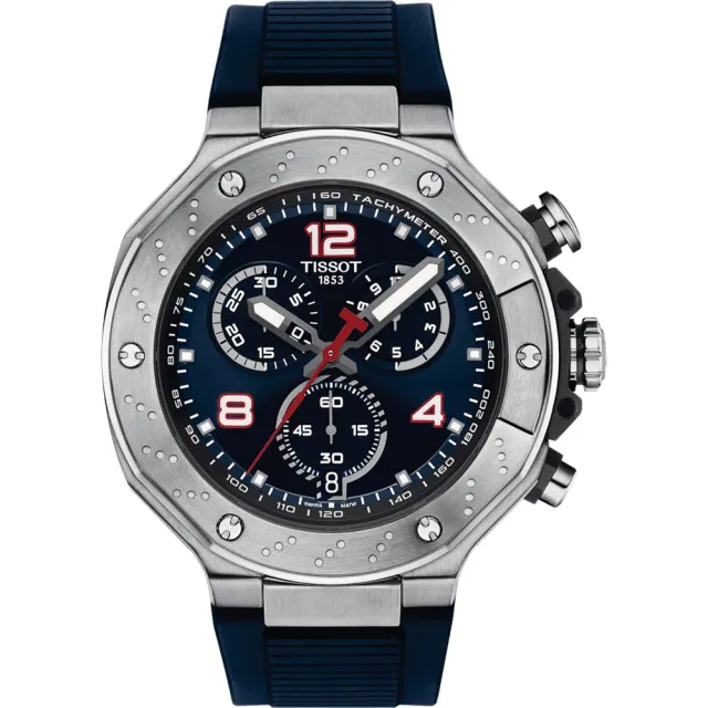 【TISSOT 天梭】MOTOGP 75週年限量版 2024 三眼計時手錶-45mm 畢業禮物(T1414171704700)