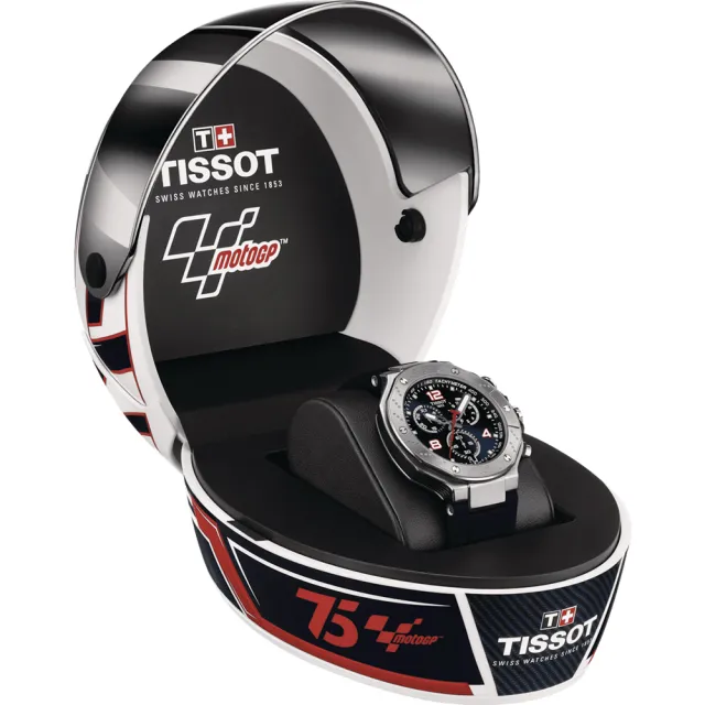 【TISSOT 天梭】MOTOGP 75週年限量版 2024 三眼計時手錶-45mm 畢業禮物(T1414171704700)