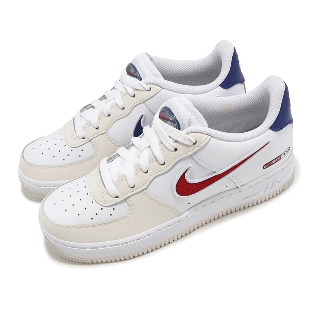 NIKE 耐吉NIKE 耐吉 休閒鞋 Air Force 1 LV8 GS 大童 女鞋 鴛鴦 米白 紅 藍 AF1(HF5744-146)