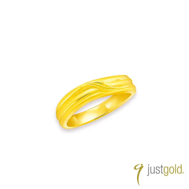 Just Gold 鎮金店 予愛.彼此一生 黃金對戒(寬版-男戒)