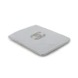 【CHANEL 香奈兒】Logo 銀色鏤空標誌菱格紋牛皮卡片夾/名片夾(淺灰色)