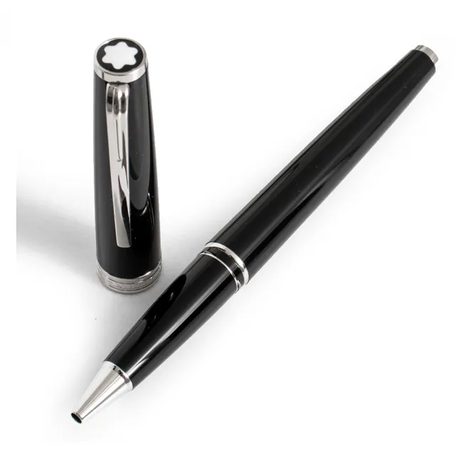 【MONTBLANC 萬寶龍】MB132476 經典品牌PIX系列鉑金白夾鋼珠筆管(黑色)