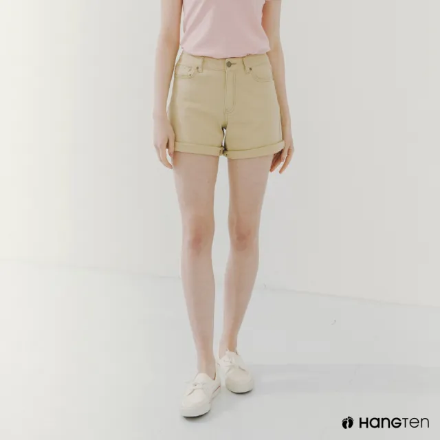 【Hang Ten】男女裝-涼感透氣排汗鬆緊休閒丹寧短褲(多款選)