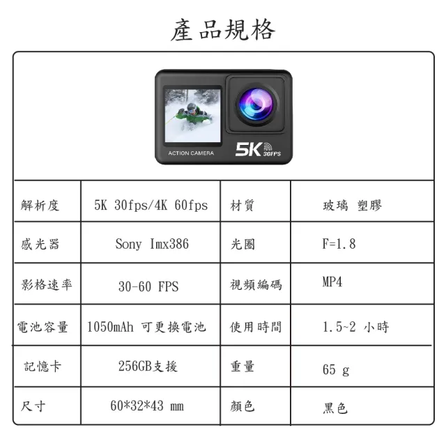 【Jinpei】真5K解析度、雙鏡頭、觸控螢幕、旅遊運動攝影機、防水型手震 、APP傳輸 JS-08B(贈64GB)