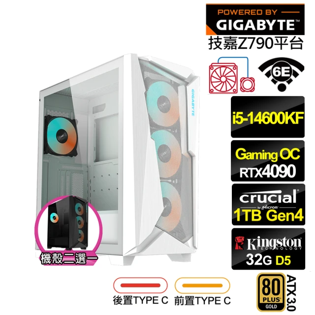 技嘉平台 i5十四核GeForce RTX 4090{荷魯斯GR25C}水冷電競電腦(i5-14600KF/Z790/32G/1TB/WIFI)