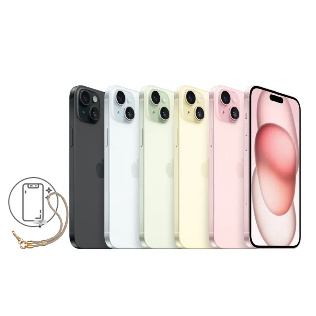 【Apple】iPhone 15 Plus(256G/6.7吋)(手腕短掛繩 +殼貼組)