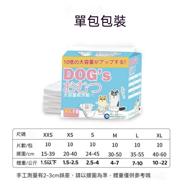 【Pet Universe 多寵宇宙】日本波點尿墊褲(L號10入/包 寵物尿布 寵物生理褲 母狗衛生巾 貓尿片)