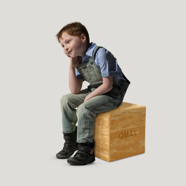【QMAT】正方體椅 木紋 台灣製(椅凳 多功能椅 環保EVA材質)