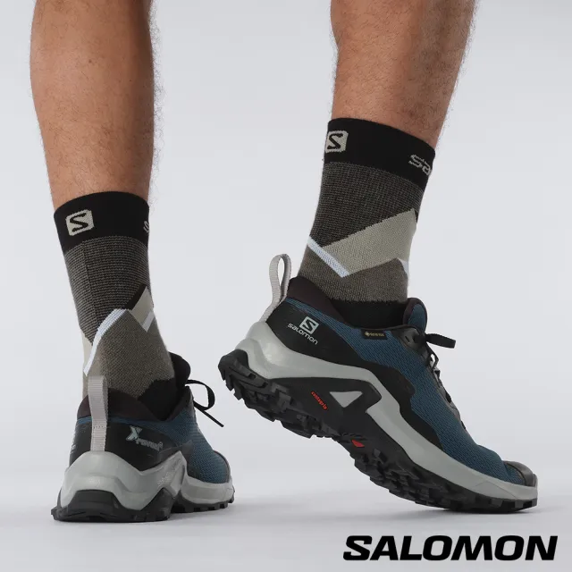 【salomon官方直營】男 X REVEAL 2 Goretex 低筒登山鞋(軍藍/黑/深礦灰)